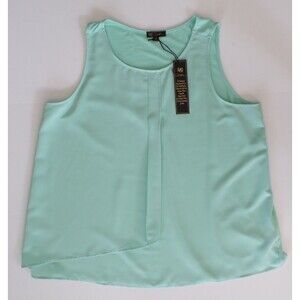 DG2 by Diane Gilman Light Green Pleat Front Tank Tunic NWT Size 1X (2X)
